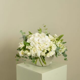 white flowers vase