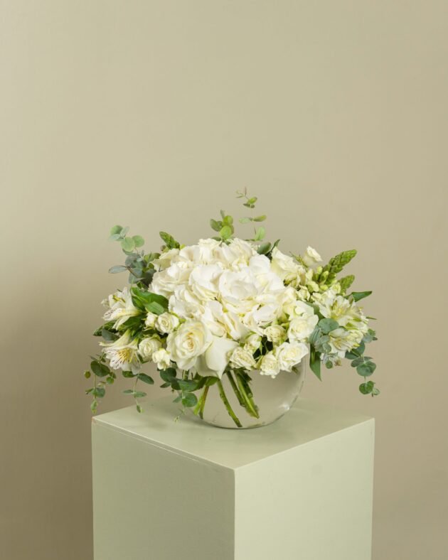 white flowers vase